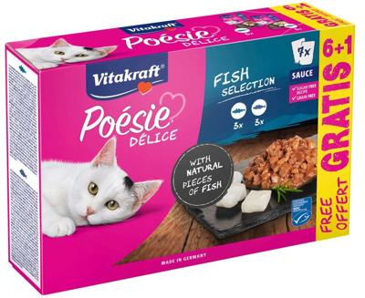 VITAKRAFT Poésie Delice Fish selection - nat kattenvoer - 6 + 1 x 85g