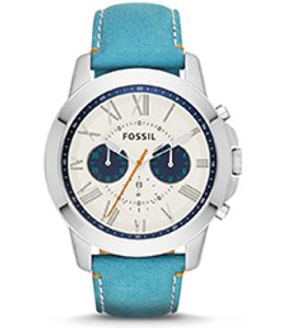 Horlogeband Fossil FS4920 Leder Blauw 22mm