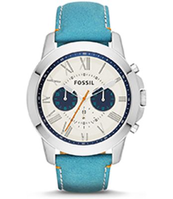 Horlogeband Fossil FS4920 Leder Blauw 22mm
