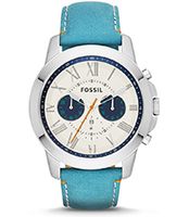 Horlogeband Fossil FS4920 Leder Blauw 22mm - thumbnail