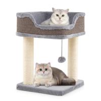 Kleine Krabpaal met Pluche Zitplaats & Bal & Sisal Krabpalen Kattenboom Kattenkrabpaal Grijs