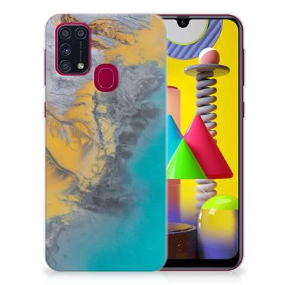 Samsung Galaxy M31 | TPU | Siliconen hoesje | Marble Blue Gold