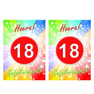 Verjaardag deurposter - 2x - 18 jaar - 59 x 42 cm - leeftijd feestartikelen