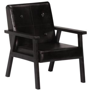 Fauteuil echt leer zwart