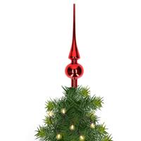 Decoris kerstboom piek - 1x - rood - glas - 26 cm - kerstboomversiering - kerstversiering