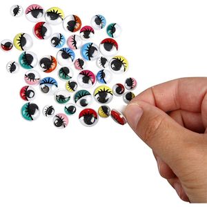 600x Gekleurde wiebel oogjes/googly eyes met wimpers 8-12 mm