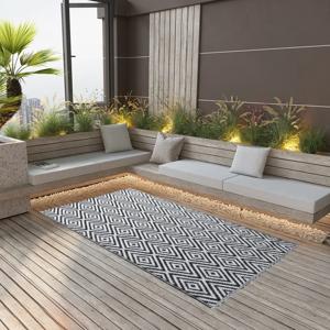 VidaXL Buitenkleed arakil 120x180 cm pp wit en zwart