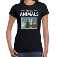 Geiten t-shirt met dieren foto farm animals zwart voor dames