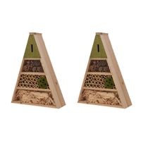 Set van 2x stuks lichtgroen insectenhotel huisje 19 cm driehoek