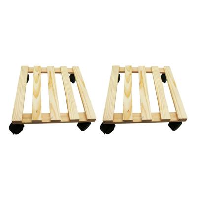 Benson Plantentrolley - 2x - multiroller - hout - 30 cm - tot 50 kg