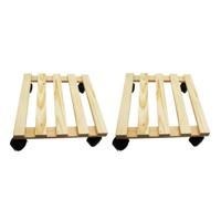 Benson Plantentrolley - 2x - multiroller - hout - 30 cm - tot 50 kg