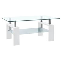 vidaXL Salontafel 95x55x40 cm gehard glas transparant en wit - thumbnail