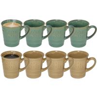 Secret de gourmet Koffiemokken - 8x stuks - 200 ml - kleuren gemixt