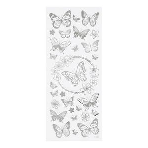 Creativ Company Stickers zilver vlinders, 1 vel