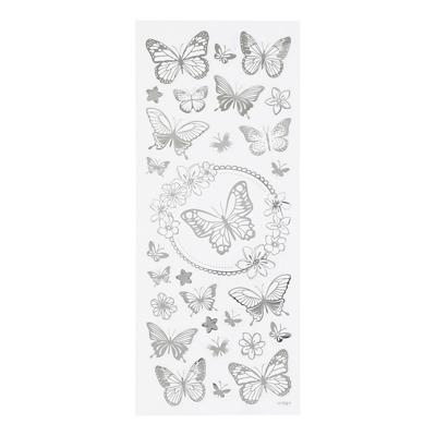 Creativ Company Stickers zilver vlinders, 1 vel