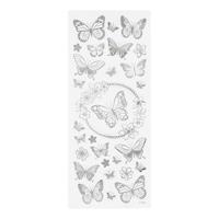 Creativ Company Stickers zilver vlinders, 1 vel