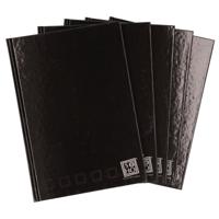 Notitieboek - 5x - zwart - A4 formaat - gelinieerd met kantlijn - harde kaft schrift