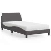 Bed met matras "Dover" kunstleer grijs 100x200 cm