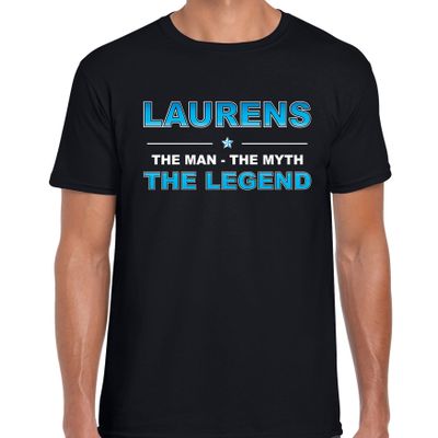 Naam cadeau t-shirt Laurens - the legend zwart voor heren