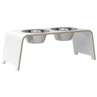 dogBar® Honden voerbar Beech Wood, wit, Maat: M