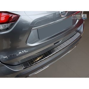 Zwart RVS Bumper beschermer passend voor Nissan X-Trail 2017- 'Ribs' AV245139