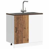 Spoelbakonderkast Lucca bewerkt hout oud houtkleurig