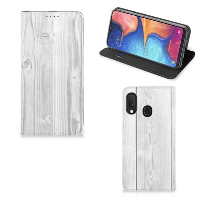 Samsung Galaxy A20e Book | Wallet Case | White Wood