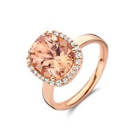 Ring Morganiet 4.75ct - Diamant 0.25ct H Si Halo rosekleurig-wit-roze