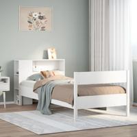 Bed met boekenkast zonder matras grenenhout wit 75x190 cm