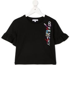 Givenchy Kids t-shirt à bord volanté - Noir