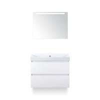 Maxx XL Badmeubelset 80 cm - Wit Hoogglans - Wastafel Just Zonder kraangat - met LED Spiegel