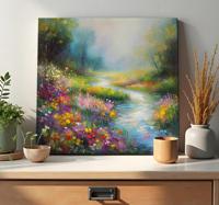 Bos rivier Canvas landschap
