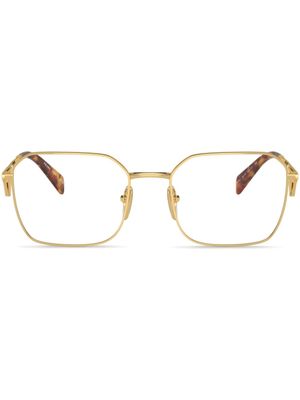Prada Eyewear lunette de vue carrées à logo triangle - Or