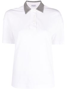 Brunello Cucinelli polo en coton à détails de clous - Blanc