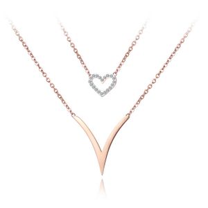 Cilla Jewels gelaagde dames ketting Rose Verguld Kristal Hart
