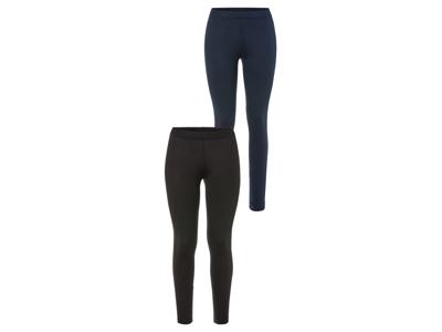 esmara 2 paar dames leggings (Zwart/donkerblauw, XS (32/34))