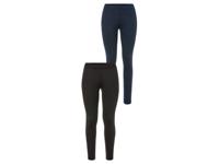 esmara 2 paar dames leggings (Zwart/donkerblauw, XS (32/34))