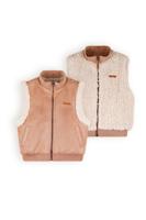 NoNo Meisjes reversibel furry spencer met rits - Kenna - Taupe