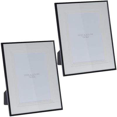 2x stuks aluminium fotolijst zwart geschikt voor een foto van 20 x 25 cm