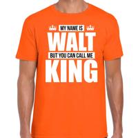 Naam cadeau t-shirt - my name is Walt - but you can call me King - oranje - heren - koningsdag