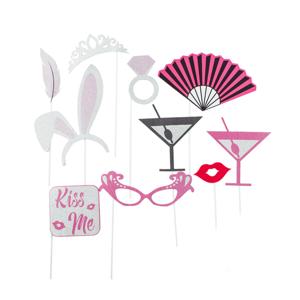 Bruiloft foto prop set - 10-delig - glitter - trouwen/vrijgezellenfeest - photo booth accessoires