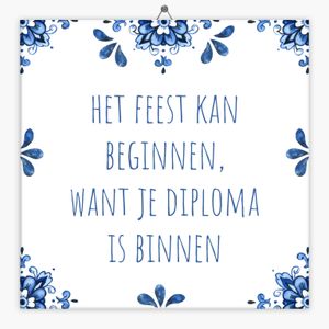 Spreuken tegeltje het feest kan beginnen