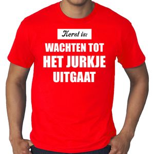 Grote maten Kerst is: wachten tot het jurkje uitgaat Kerst t-shirt / Kerst outfit rood voor heren