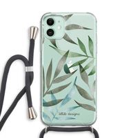 Tropical watercolor leaves: iPhone 11 Transparant Hoesje met koord