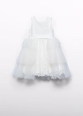 Abel & Lula Zomer jurk tule peplum meisjes - creme wit