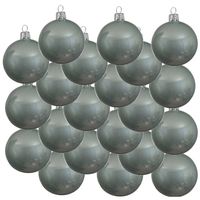 18x Mintgroene glazen kerstballen 8 cm glans - thumbnail