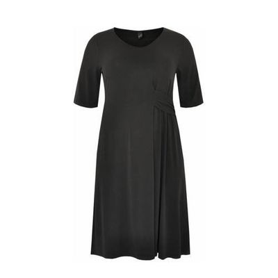 Yoek jurk met plooien zwart