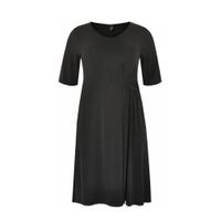Yoek jurk met plooien zwart - thumbnail