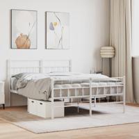 Bedframe met hoofd- en voeteneinde metaal wit 135x190 cm - thumbnail