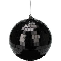 Grote discobal kerstbal /spiegel kerstbal- 1x- zwart -12 cm -kunststof - thumbnail